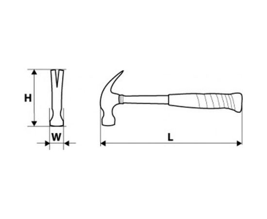 Плотничий молоток TOPEX с металлической рукояткой, 450 г 02A706 – изображение 2