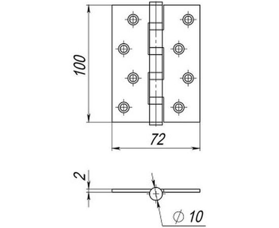 Универсальная петля AJAX 4B/P 100x70x2 SN мат. никель, пакет 38121 – изображение 2