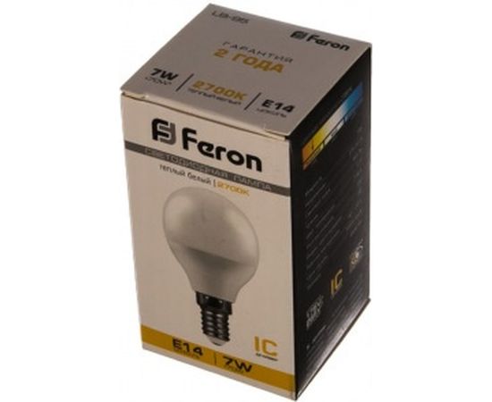 Светодиодная лампа - шарик E14 7W 2700K FERON LB-95 25478 – изображение 2