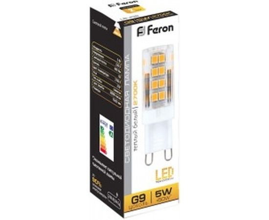 Светодиодная лампа FERON 5W 230V G9 2700K, LB-432 25769 – изображение 3