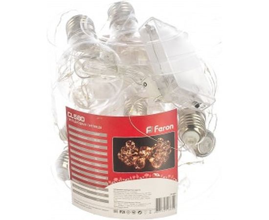 Гирлянда FERON 100 LED, 2700K, 10 подвесов, батарейки 3*AAA, IP20, CL580 32368 – изображение 3