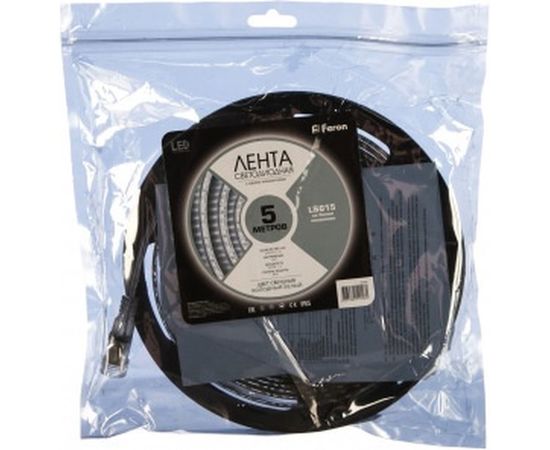 Cветодиодная LED лента 240SMD(3528)/м, 19.2Вт/м, 5м, IP65, 12V, холодный белый Feron LS615 27733 – изображение 3