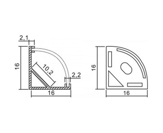 Алюминиевый угловой круглый профиль, серебро Feron CAB280 10299 – изображение 4