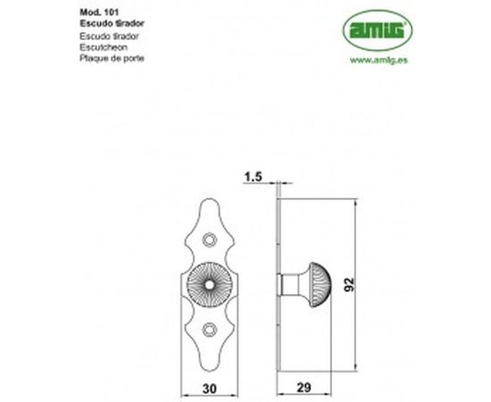 Мебельная накладная ручка Amig мод. 101 escudo tirador 6113 – изображение 2