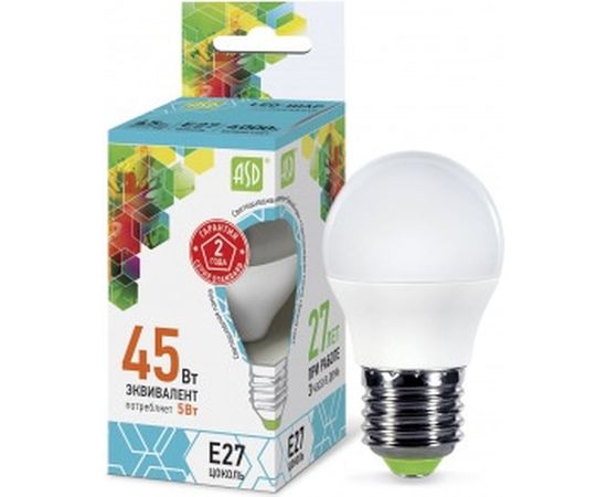 Светодиодная лампа ASD LED-ШАР-standard 5Вт 230В Е27 4000К 450Лм 4690612002187 – изображение 2