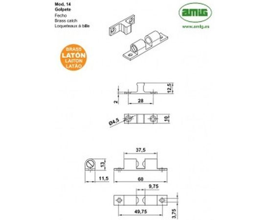 Шариковая защелка Amig 14-60 бронза 8822 – изображение 2
