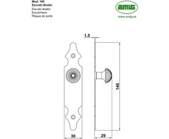 Мебельная накладная ручка Amig мод.100 escudo tirador 6112 – изображение 2