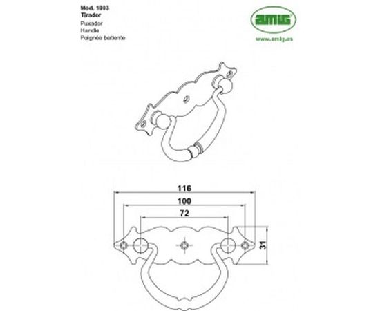 Мебельная ручка Amig мод. 1003-100 tirador 6914 – изображение 2
