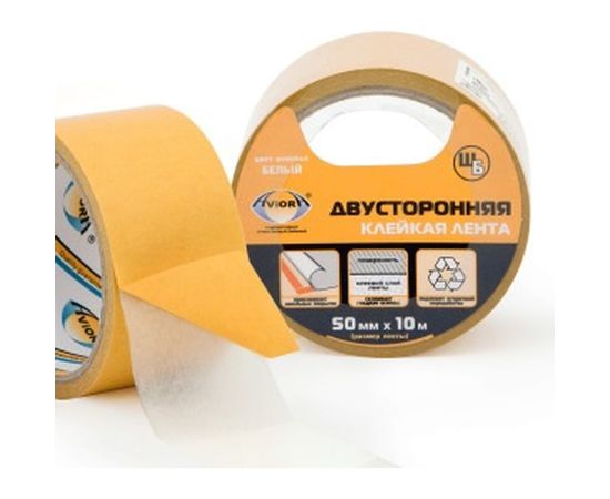 Двусторонняя клейкая лента на ШБ основе AVIORA 50мм*10м белая 303-009 – изображение 2