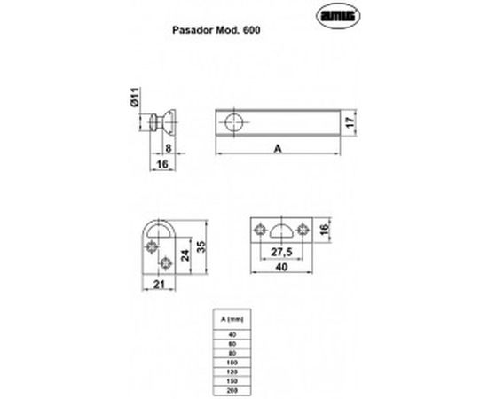Задвижка Amig мод. 600-100 бронза 6386 – изображение 2