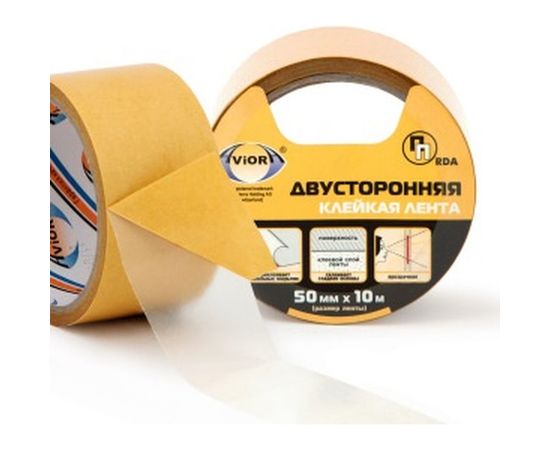 Двусторонняя прозрачная клейкая лента на ПП основе AVIORA 50мм*10м 303-005 – изображение 2