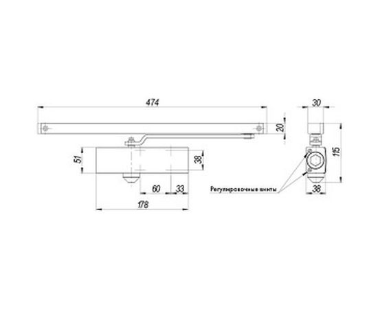 Дверной доводчик ARMADILLO DCS-85 со скользящей тягой, алюминий 38045 – изображение 2