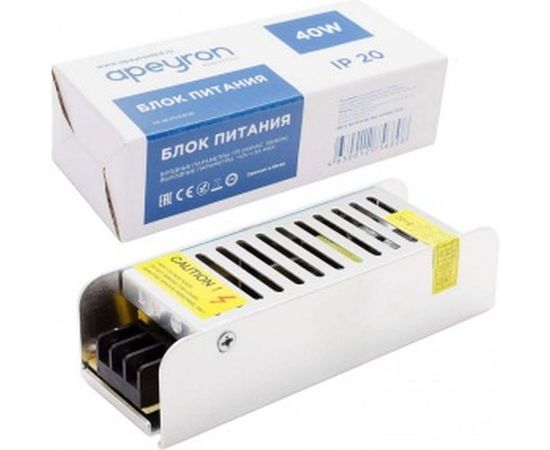 Блок питания слим-метал Apeyron 12В, 40 Вт, IP20, 3,2 А, 120х40х32мм 03-46 – изображение 2