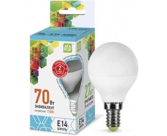 Светодиодная лампа ASD LED-ШАР-standard 7.5Вт 230В Е14 4000К 675Лм 4690612003979 – изображение 2