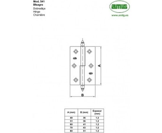 Петля Amig мод. 541-60 карточная, съем.прав. черная 5163 – изображение 2
