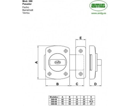 Задвижка Amig мод. 388-40 хром 4491 – изображение 2