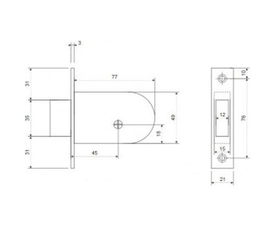 Врезной замок APECS 90-K-CR 900A 02728 – изображение 2