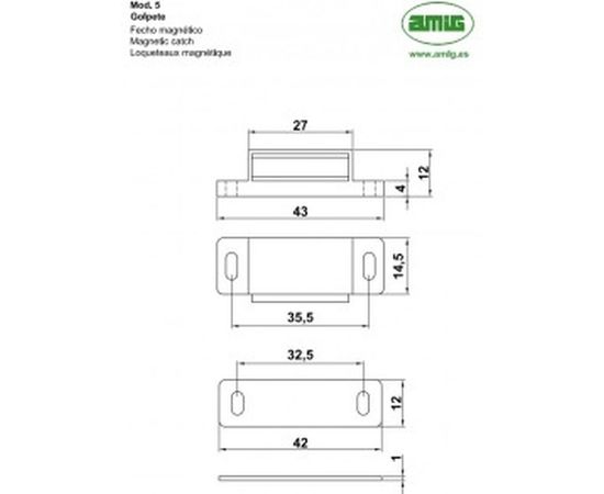 Магнитная защелка Amig мод. 5 белая 185 – изображение 2