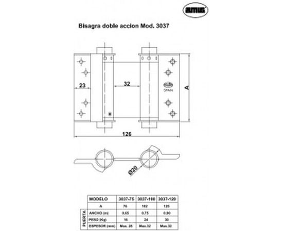 Пружинная двойная петля Amig мод.3037-125 никель 9819 – изображение 3