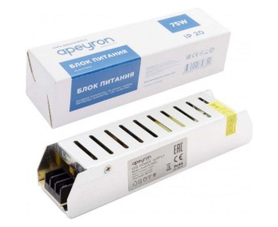 Блок питания Apeyron слим-метал 12В, 75 Вт, IP20, 6,5 А, 160х40х30мм 03-48 – изображение 4