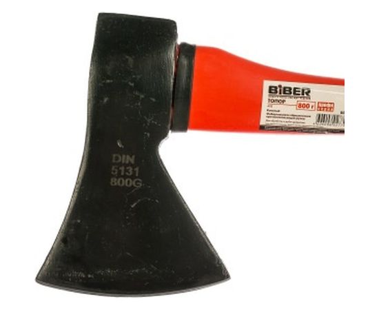 Кованый топор с фибергласовой обрезиненной ручкой 0.8 кг Biber Профи 85122 тов-085216 – изображение 2