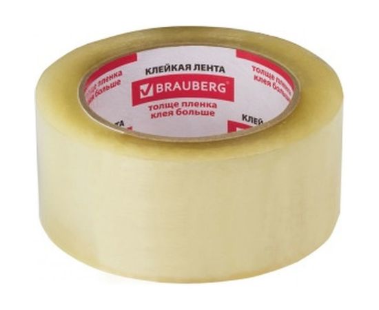 Клейкая лента BRAUBERG 48 мм х 100 м, упаковочная, прозрачная, 45 мкм, 221109 – изображение 2