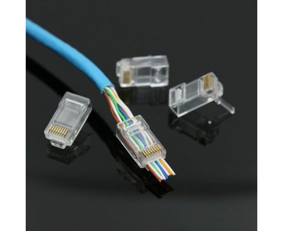 Вилка Cablexpert RJ-45 8P8C LC-PTU-01/10 универсал кат.5e. 6 мкр со сквозным отверстием 10шт LC-PTU-01/10 – изображение 2