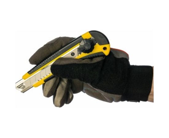 Строительный усиленный нож (обрезиненый корпус, 3 запасных лезвия) 18мм Biber 50113 тов-049324 – изображение 3