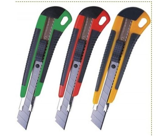 Нож 18 мм, автофиксатор, резиновые вставки + 2 лезвия, блистер, BRAUBERG 230919 – изображение 3