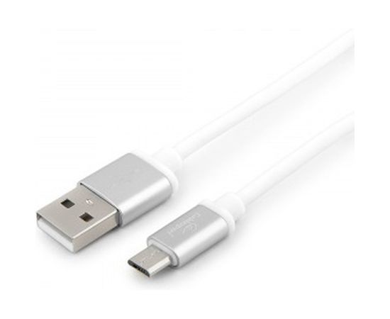 Кабель USB Cablexpert USB 2.0 AM/microB, серия Silver, длина 1м, блистер, белый CC-S-mUSB01W-1M – изображение 2