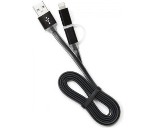Кабель Cablexpert USB 2.0 AM/microBM 5P - iPhone lightning, 1м, комбо кабель, черный CC-mAPUSB2bk1m – изображение 2