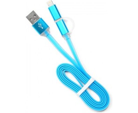 Кабель Cablexpert USB 2.0 AM/microBM 5P - iPhone lightning, 1м, комбо кабель, голубой CC-mAPUSB2bl1m – изображение 2