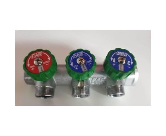 Регулирующий коллектор FAR 3/4" ВР-НР с 3 отв. 1/2" НР межосев. 45 мм FK 3822 3412 – изображение 2