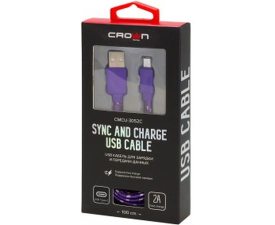 Кабель CROWN USB - USB Type-C CMCU-3052C violet CM000002122 – изображение 2