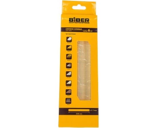 Стержни прозрачные (6 шт; 11х200 мм) для термоклеящего пистолета Biber 60131 тов-090516 – изображение 2