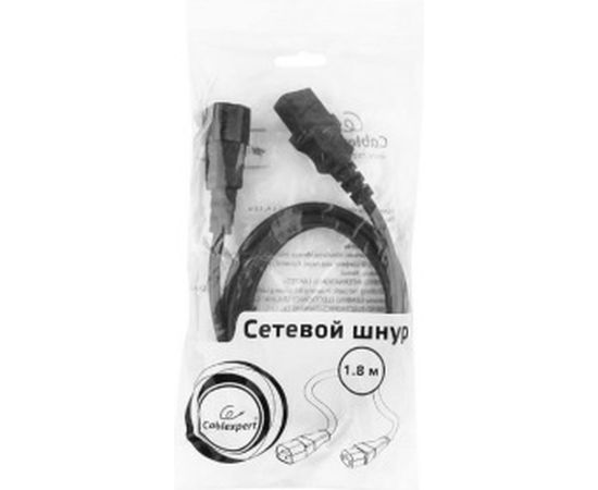 Кабель питания Cablexpert системный блок-монитор, C13-C14, 1.8м, 6А, черный, с заземлением PC-189 – изображение 3
