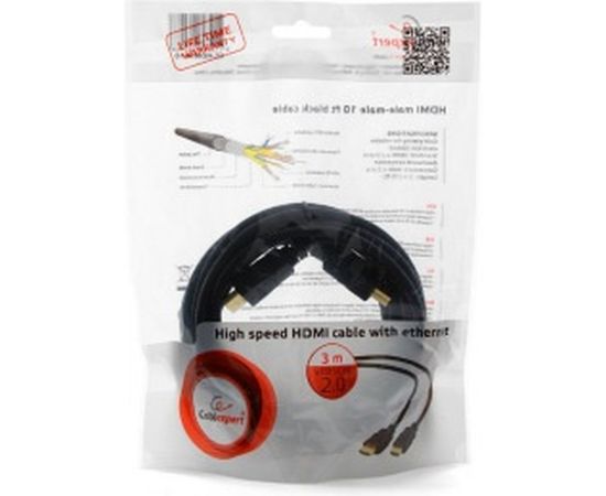 Кабель Cablexpert HDMI v2.0, 19M/19M, 3.0м, черный, позолоченные разъемы, экран, пакет CC-HDMI4-10 – изображение 3