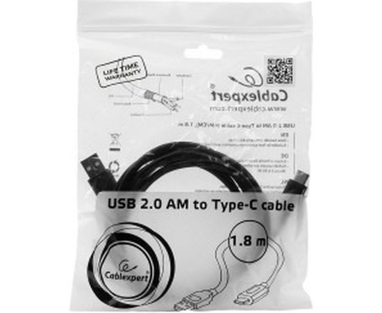 Кабель USB Cablexpert, USB2.0 AM/USB Type-C, 1.8м, пакет CCP-USB2-AMCM-6 – изображение 3