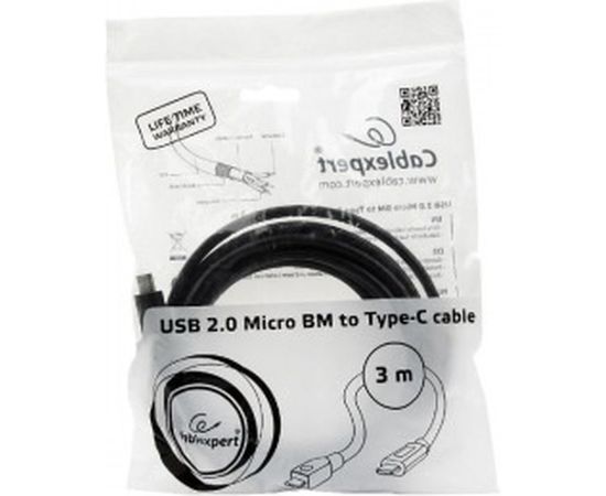 Кабель USB Cablexpert USB2.0 microBM/USB Type-C, 3м, пакет CCP-USB2-mBMCM-10 – изображение 3