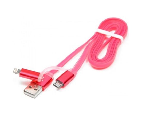 Кабель Cablexpert USB 2.0 AM/microBM 5P - iPhone lightning, 1м, комбо кабель, розовый CC-mAPUSB2pk1m – изображение 3