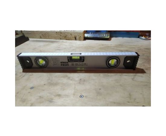 Двутавровый ударопрочный уровень 400 мм, 3 глазка Biber Профи 40301 тов-084722 – изображение 3