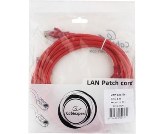Патч-корд Cablexpert UTP PP12-3M/R кат.5e, 3м, литой, многожильный красный PP12-3M/R – изображение 3
