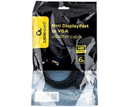 Кабель Cablexpert, mDP-VGA, 20M/15M, 1.8м, черный, позолоченные разъемы, пакет, CC-mDPM-VGAM-6 – изображение 3