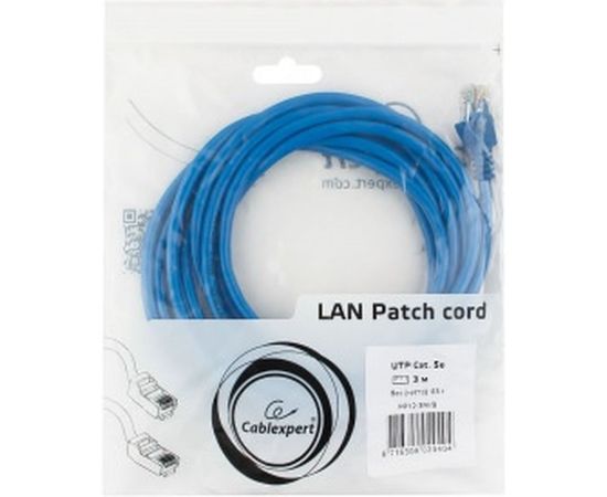 Патч-корд Cablexpert UTP PP12-3M/B кат.5e, 3м, литой, многожильный синий PP12-3M/B – изображение 3