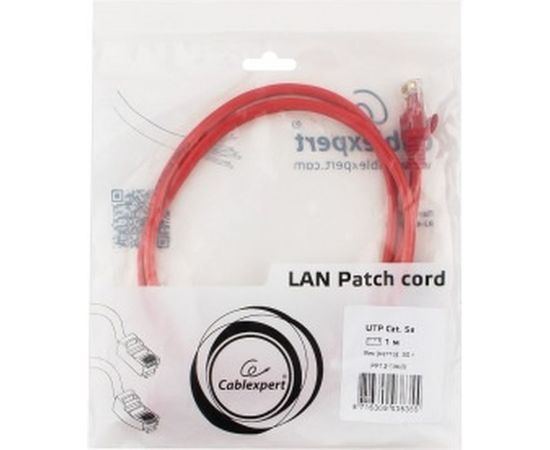 Патч-корд Cablexpert UTP PP12-1M/R кат.5e, 1м, литой, многожильный красный PP12-1M/R – изображение 3