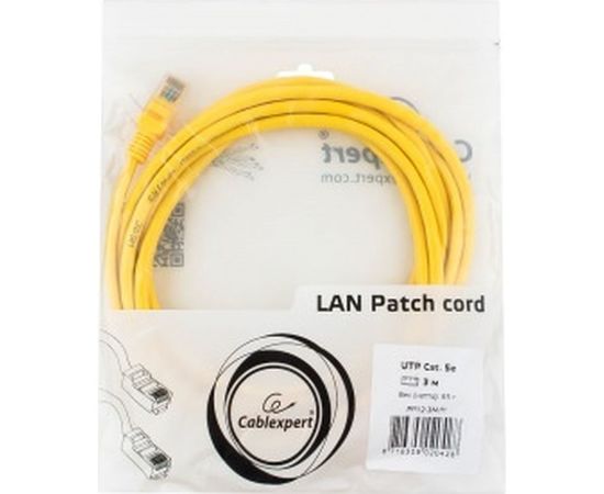 Патч-корд Cablexpert UTP PP12-3M/Y кат.5e, 3м, литой, многожильный жёлтый PP12-3M/Y – изображение 3