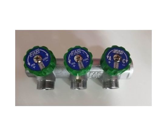 Регулирующий коллектор FAR 3/4" ВР-НР с 3 отв. 1/2" НР межосев. 45 мм FK 3822 3412 – изображение 3