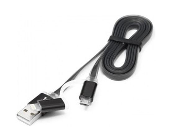 Кабель Cablexpert USB 2.0 AM/microBM 5P - iPhone lightning, 1м, комбо кабель, черный CC-mAPUSB2bk1m – изображение 3