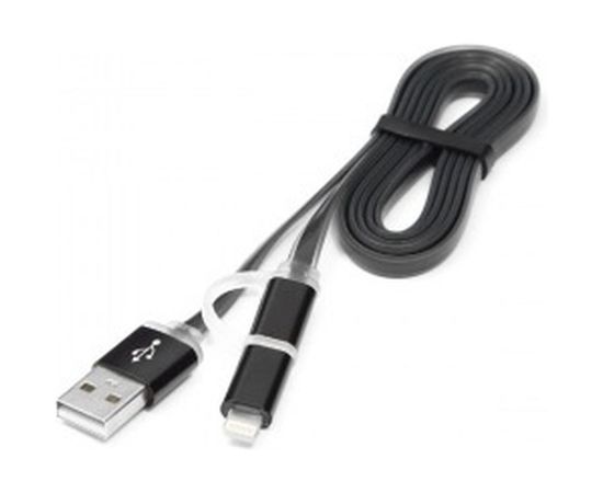 Кабель Cablexpert USB 2.0 AM/microBM 5P - iPhone lightning, 1м, комбо кабель, черный CC-mAPUSB2bk1m – изображение 4