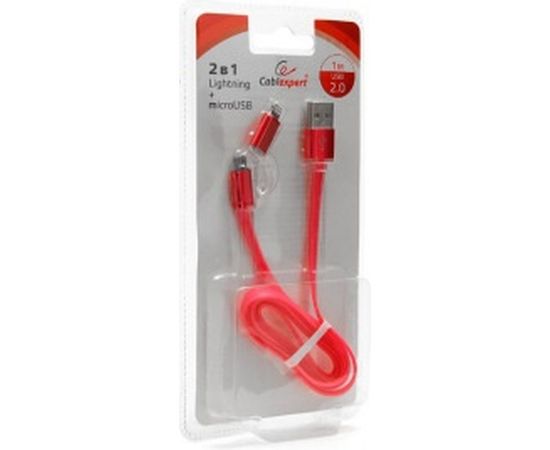 Кабель Cablexpert USB 2.0 AM/microBM 5P - iPhone lightning, 1м, комбо кабель, розовый CC-mAPUSB2pk1m – изображение 5